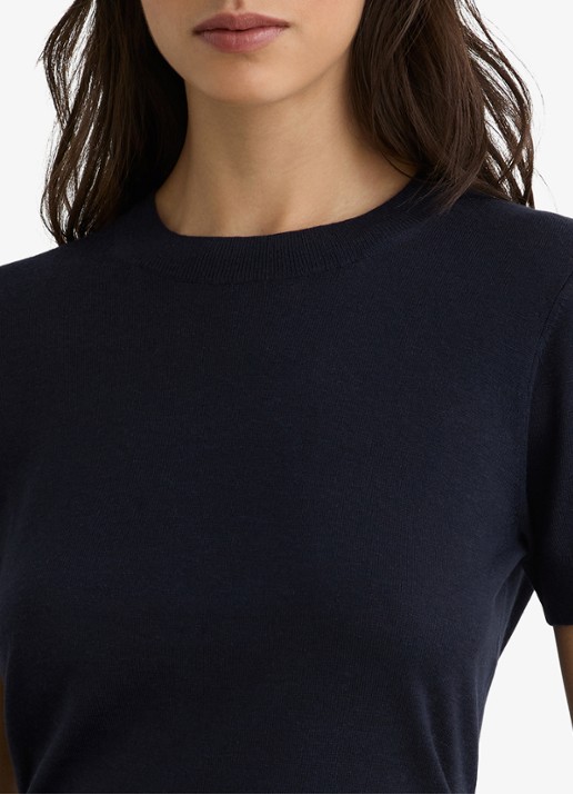 Reiss Livy fijngebreide top in linnenblend - detail 5 donkerblauw