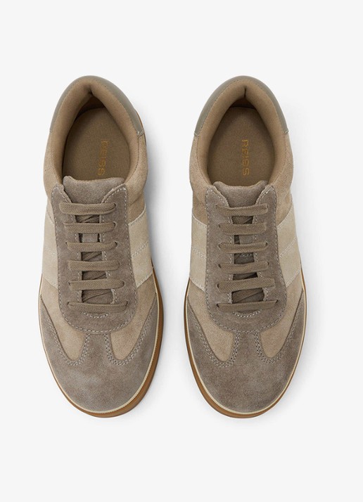 Reiss Lizzie sneaker van suède - detail 2 taupe