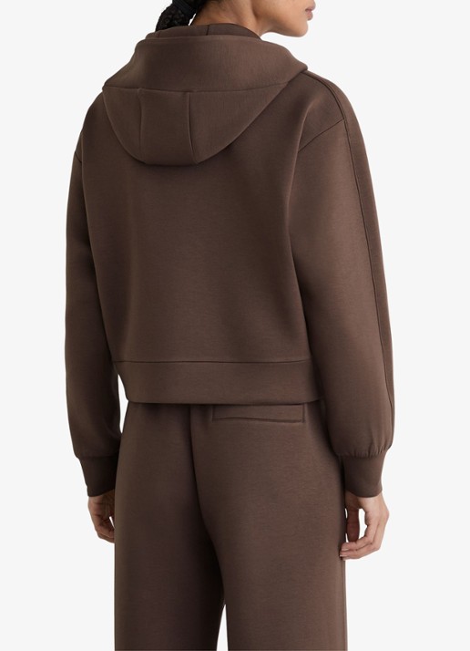 Reiss Lockie hoodie met halve rits - achterkant 7 donkerbruin
