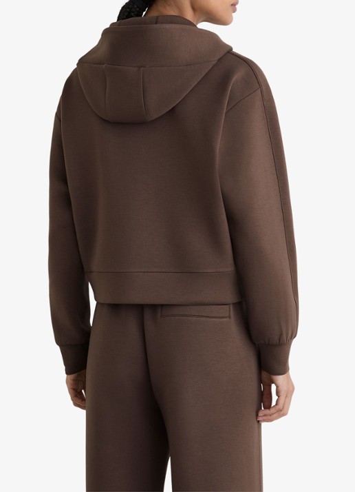 Reiss Lockie hoodie met halve rits - achterkant 5 donkerbruin