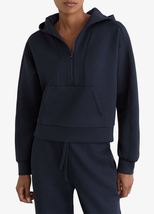 Reiss Lockie hoodie met halve rits - detail 4 blauw