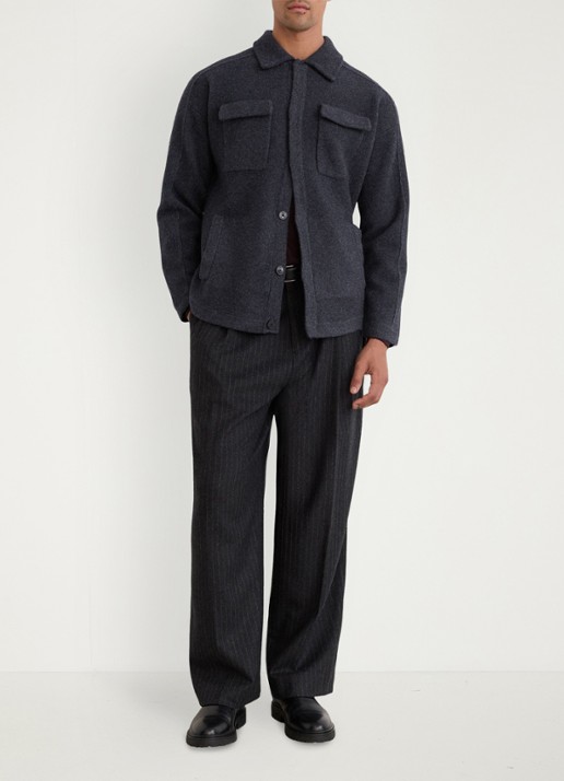 Reiss Lockwood overshirt van wol - detail 3 donkergrijs