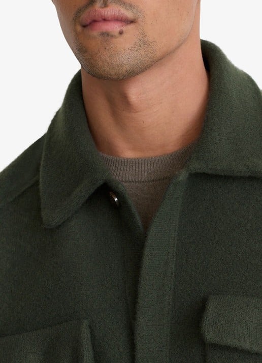 Reiss Lockwood overshirt van wol - detail 5 donkergroen