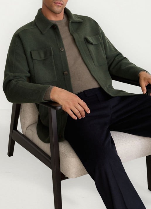 Reiss Lockwood overshirt van wol - detail 6 donkergroen