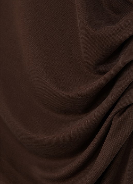 Reiss Lola midi jurk met plooidetail - detail 5 donkerbruin