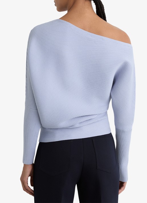 Reiss Lorna fijngebreide trui met asymmetrisch hals - achterkant donkerblauw