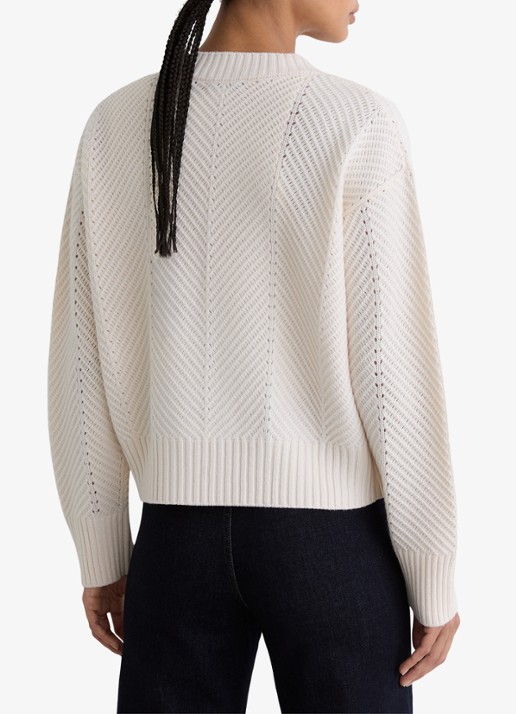 Reiss Lottie grofgebreid vest in kasjmierblend met structuur - achterkant beige