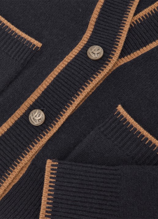 Reiss Louisa ribgebreide vest met steekzakken - detail 2 donkerblauw