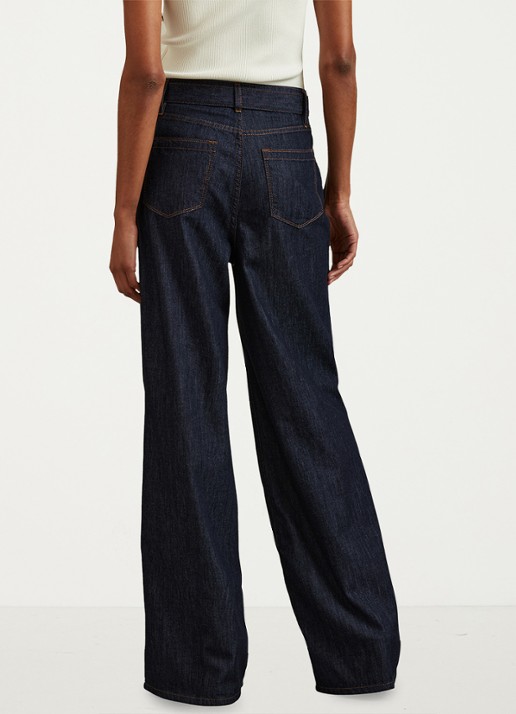 Reiss Luca high waist wide leg jeans met ceintuur - achterkant 3 indigo