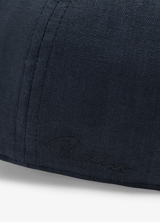 Reiss Lucas pet van linnen met logoborduring - detail 3 blauw