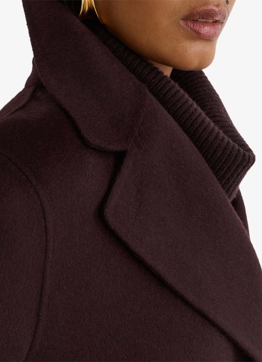 Reiss Lucia double-breasted mantel in wolblend met strikceintuur - detail 5 paars
