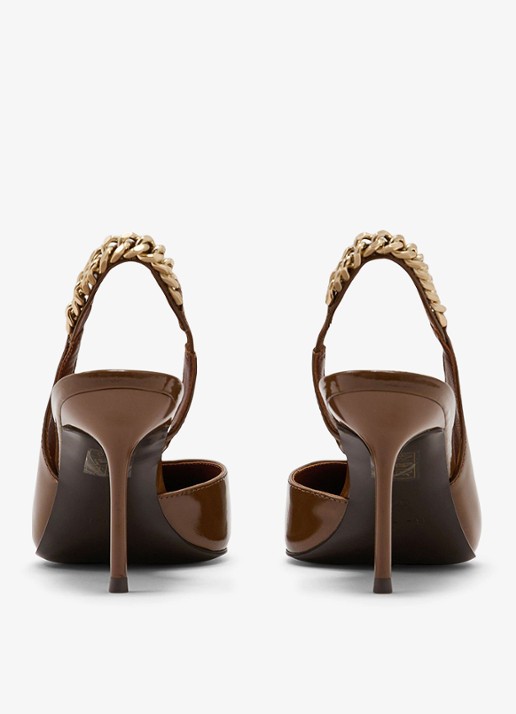 Reiss Lucia sandalette van leer - achterkant 5 camel