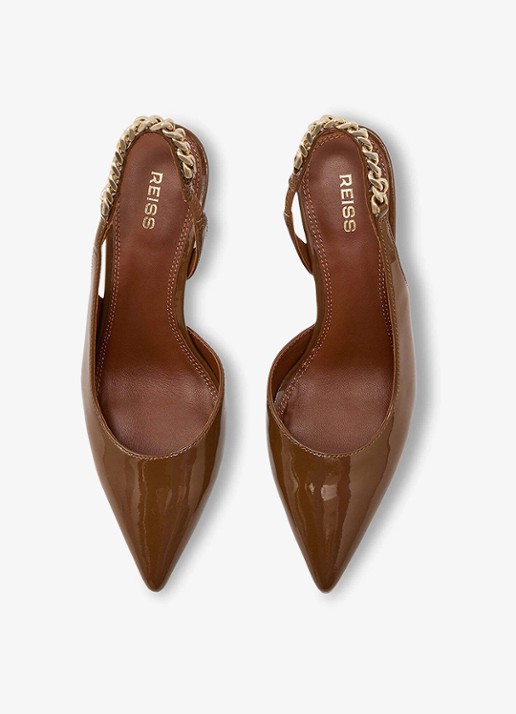 Reiss Lucia sandalette van leer - detail 2 camel