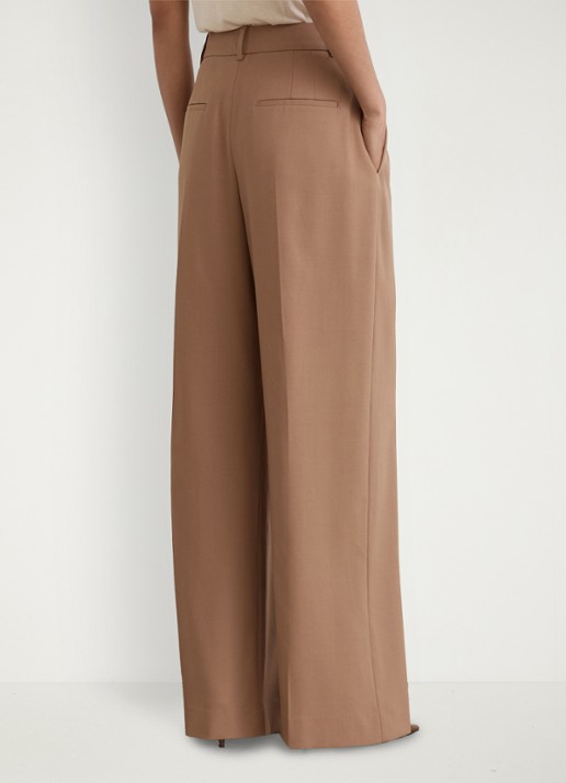 Reiss LUNA high waist wide fit pantalon in wolblend - achterkant 3 camel
