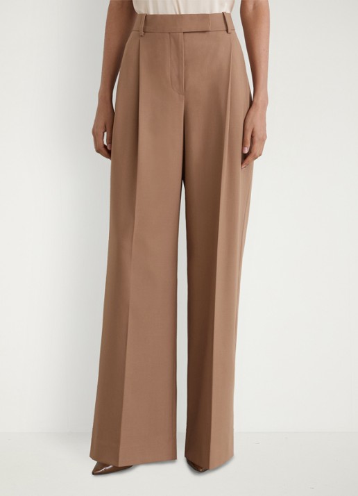 Reiss LUNA high waist wide fit pantalon in wolblend - detail 4 camel