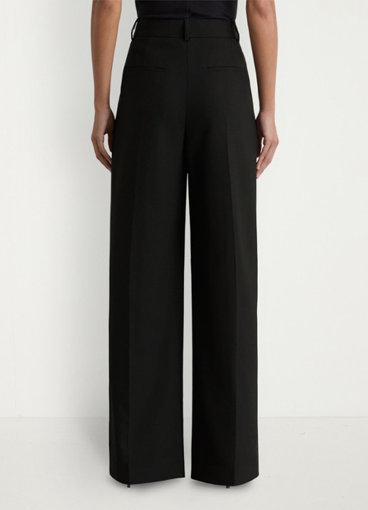 Reiss LUNA high waist wide fit pantalon in wolblend - achterkant 7 zwart