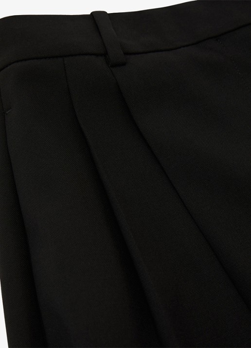 Reiss LUNA high waist wide fit pantalon in wolblend - detail 4 zwart
