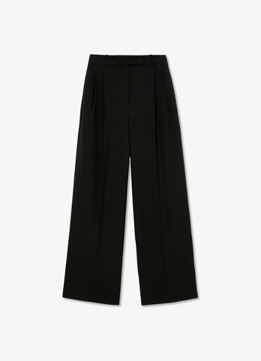 Reiss LUNA high waist wide fit pantalon in wolblend - voorkant 5 zwart