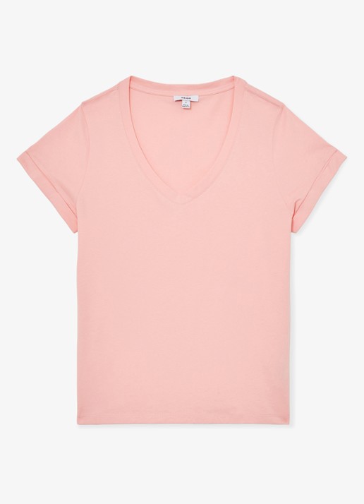 Reiss Luna T-shirt met V-hals  - voorkant 2 oudroze