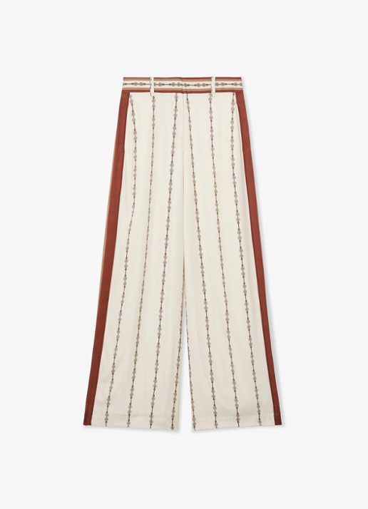 Reiss Lydia high waist wide fit pantalon met print - voorkant wit