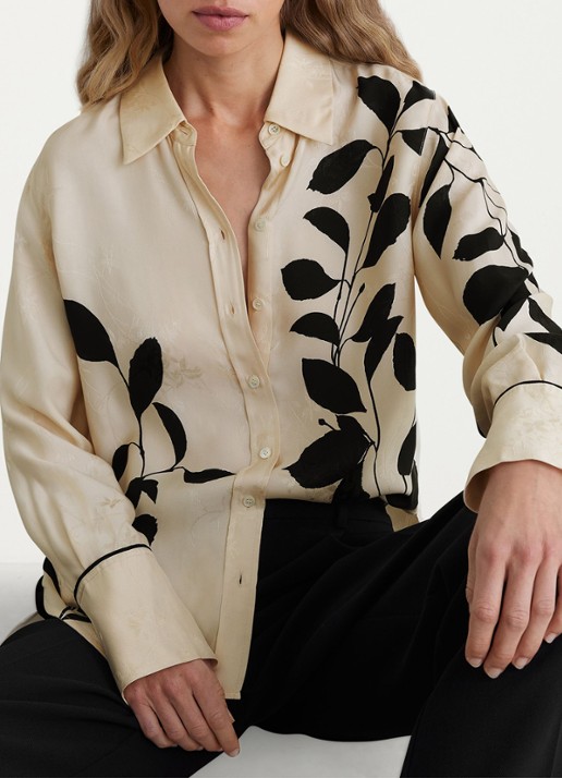 Reiss Lyla blouse met paisley dessin - detail 4 creme