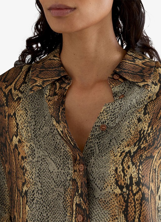 Reiss LYLA blouse met slangenprint  - detail 5 multicolor