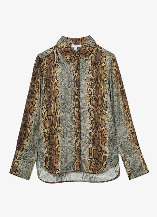 Reiss LYLA blouse met slangenprint  - voorkant 2 multicolor