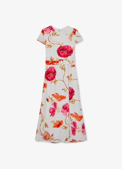 Reiss Lyra midi jurk met bloemenprint en ceintuur