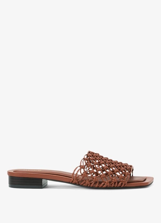 Reiss Mabel slipper met opengewerkt dessin - voorkant 4 tan / beige