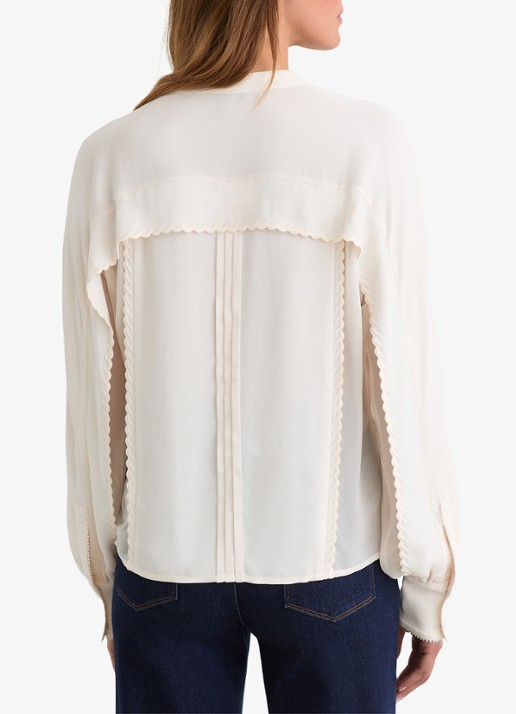 Reiss Maddie blouse met plooidetail - achterkant 5 beige