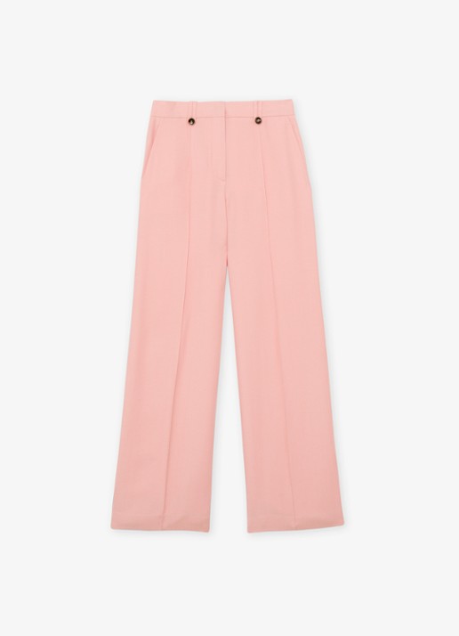 Reiss Magda wide leg pantalon met steekzakken - voorkant 6 oudroze