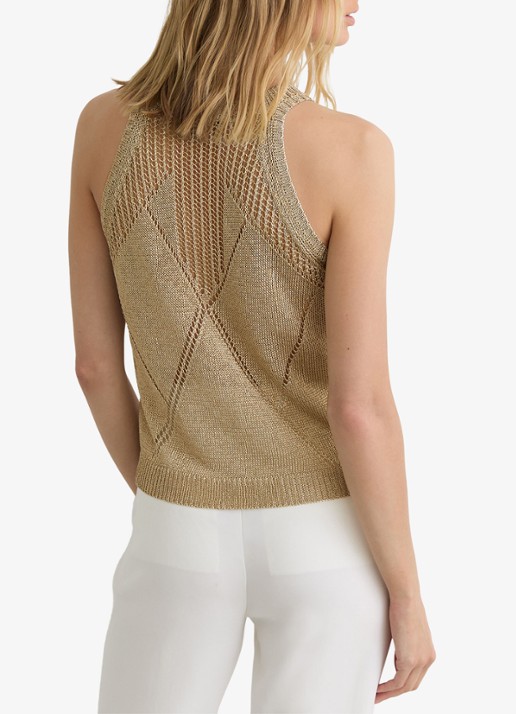 Reiss Maia grofgebreide top metallic finish - achterkant goud