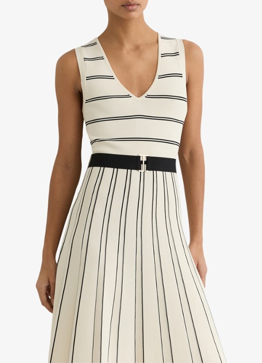 Reiss Mallory midi jurk met plooien  - detail 3 beige