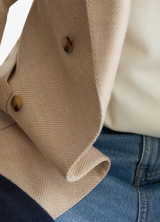 Reiss Manci Double-breasted colbert met opgestikte zakken - detail 6 stone / beige