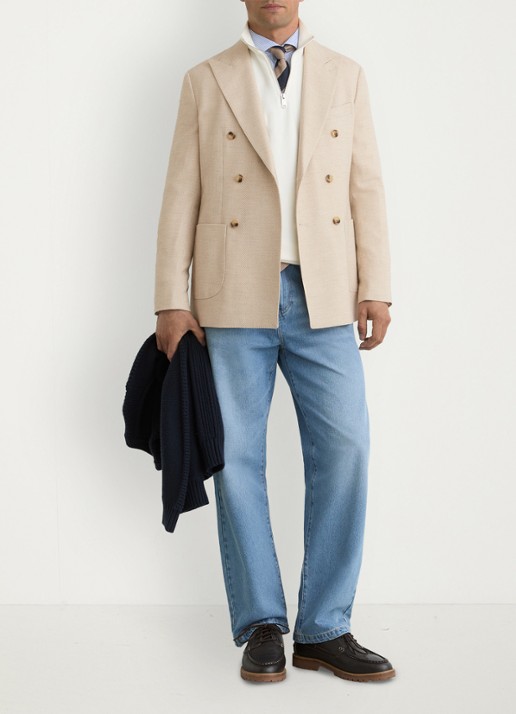 Reiss Manci Double-breasted colbert met opgestikte zakken - voorkant 2 stone / beige