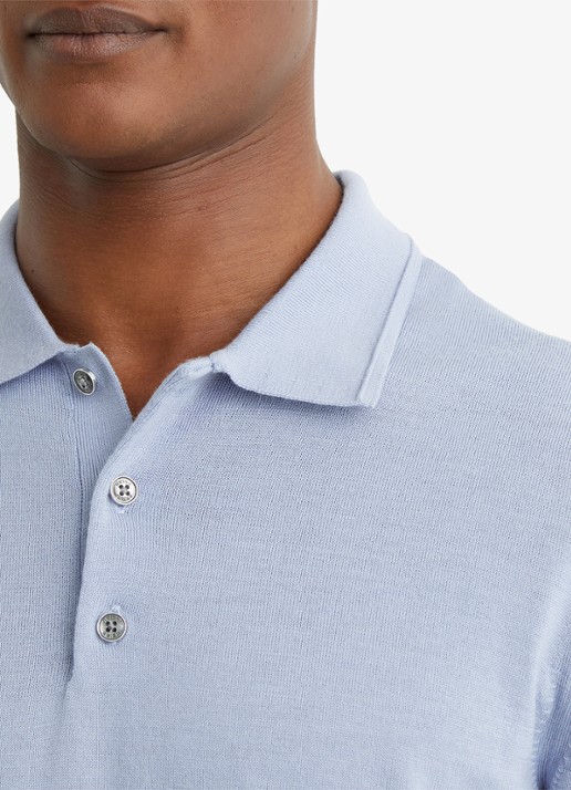 Reiss MANOR Merino Wool Short-Sleeve Polo Shirt - detail 5 lichtblauw