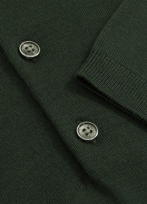 Reiss Manor regular fit polo van merino wol - detail 6 donkergroen