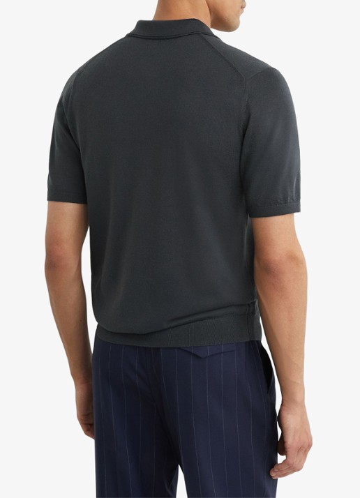 Reiss Manor regular fit polo van merino wol - achterkant vulcan grey / grijs