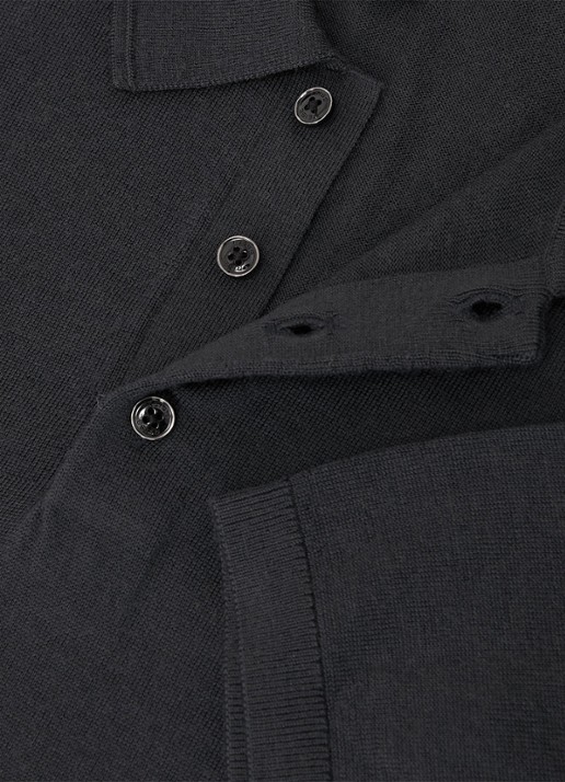 Reiss Manor regular fit polo van merino wol - detail 4 vulcan grey / grijs