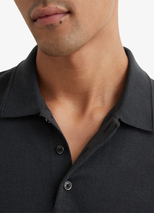 Reiss Manor regular fit polo van merino wol - detail 5 vulcan grey / grijs