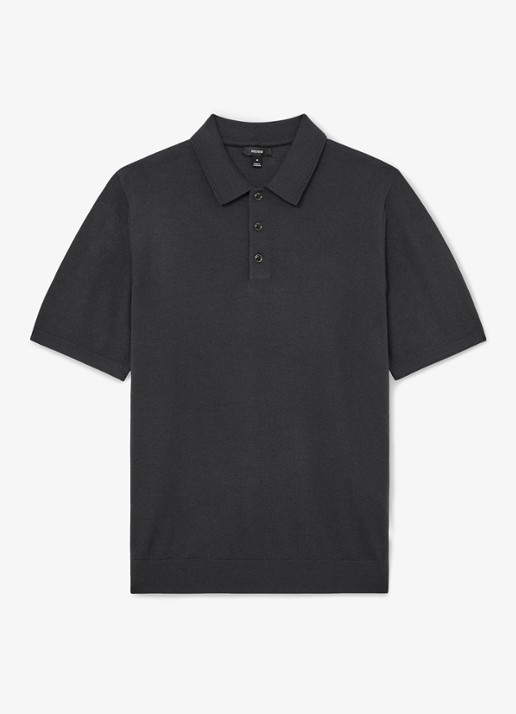 Reiss Manor regular fit polo van merino wol - voorkant 6 vulcan grey / grijs