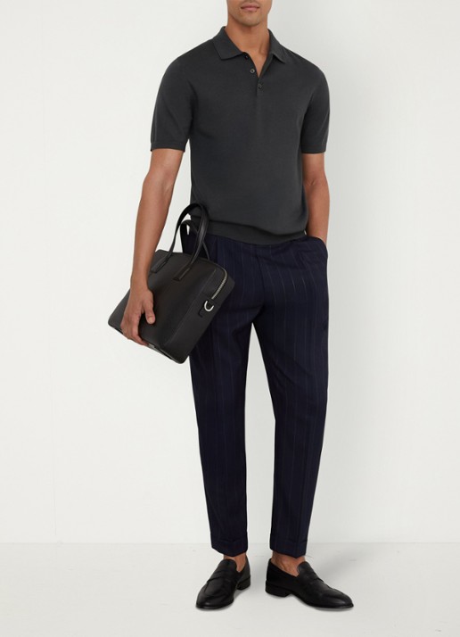 Reiss Manor regular fit polo van merino wol - voorkant 7 vulcan grey / grijs
