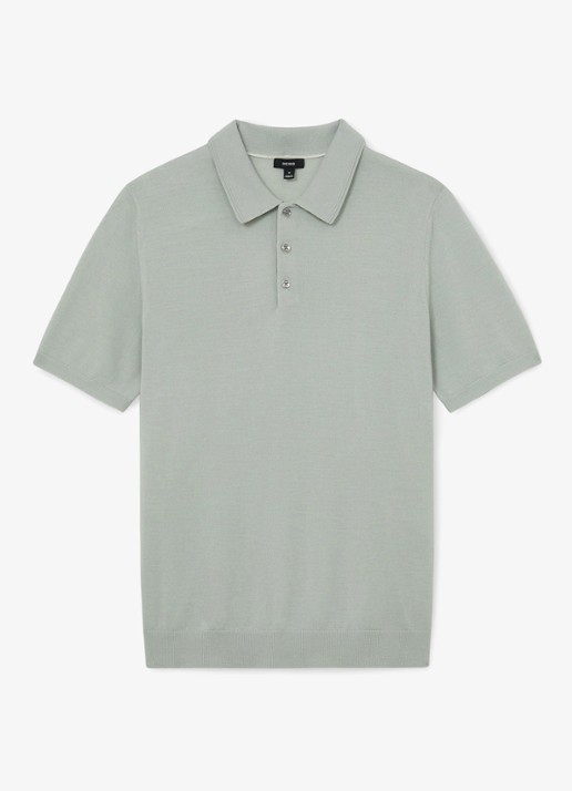 Reiss Manor regular fit polo van merino wol - voorkant lichtgroen
