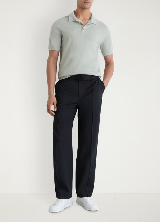 Reiss Manor regular fit polo van merino wol - voorkant 2 lichtgroen