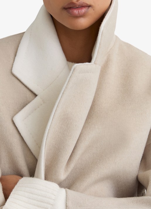 Reiss Marcela mantel van wol met strikceintuur - detail 4 beige