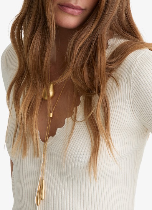 Reiss Marcy ribgebreide top met V-hals - detail 5 wit