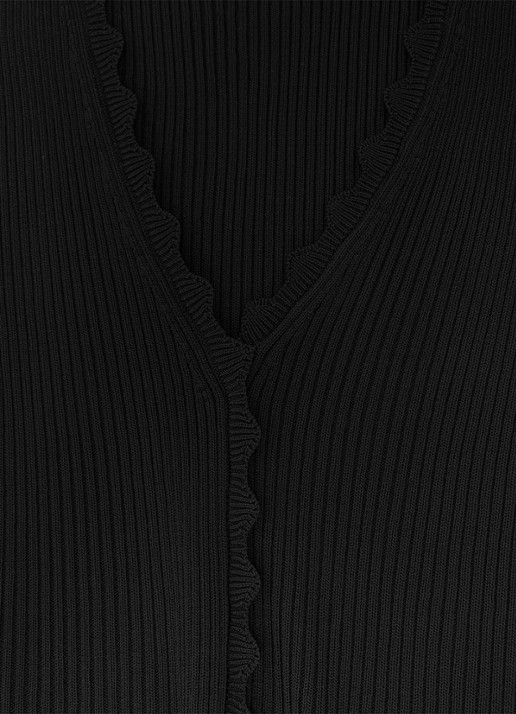 Reiss Marcy ribgebreide top met V-hals - detail 6 black / zwart