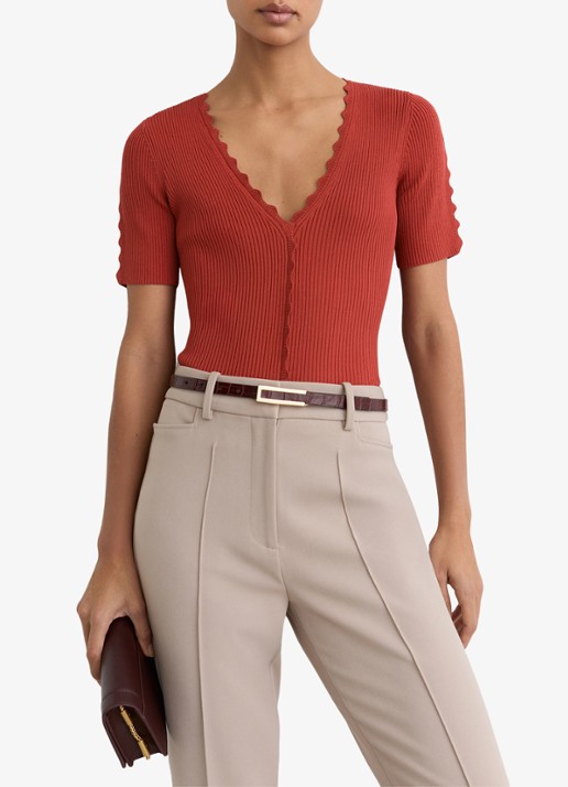 Reiss Marcy ribgebreide top met V-hals