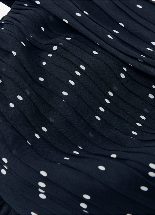 Reiss Margo wide fit jumpsuit met stippenprint - detail 6 donkerblauw