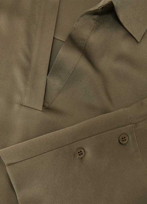 Reiss Marina tuniek van zijde - detail 3 khaki